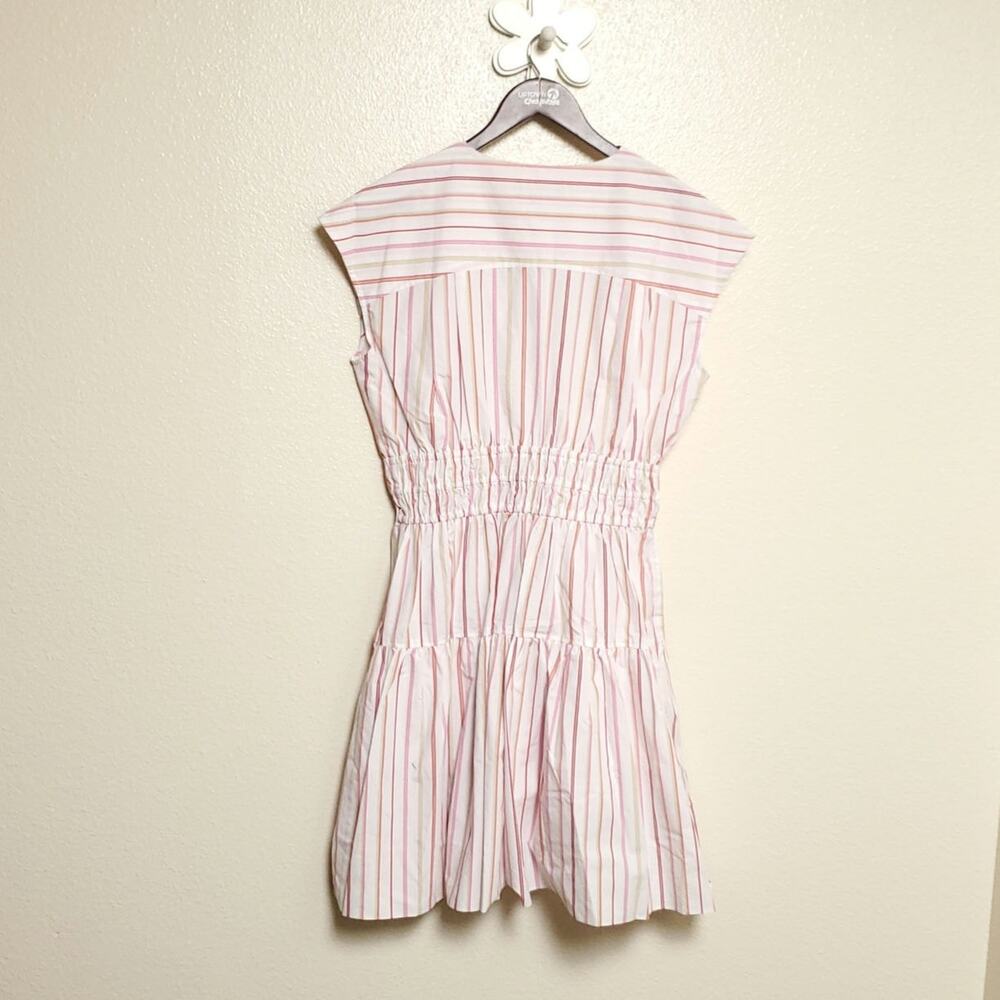 NWT DEREK LAM Coquette Soft Pinstripe Sleeveless Fit and flare Midi Dress - Picture 13 of 14